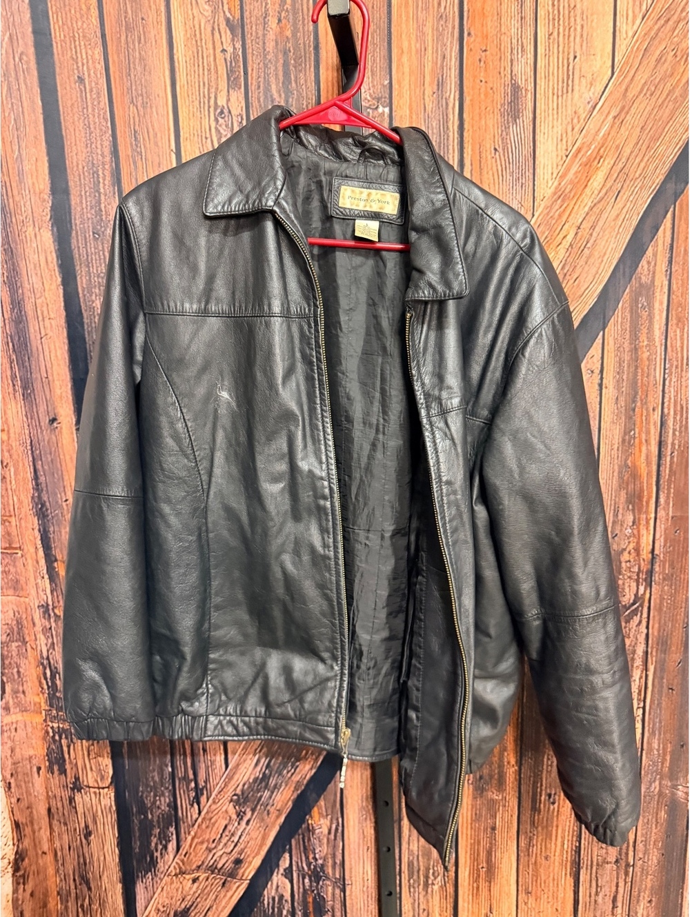 Preston & York Black Genuine Leather Jacket with Personalized Alex Zipper Pull